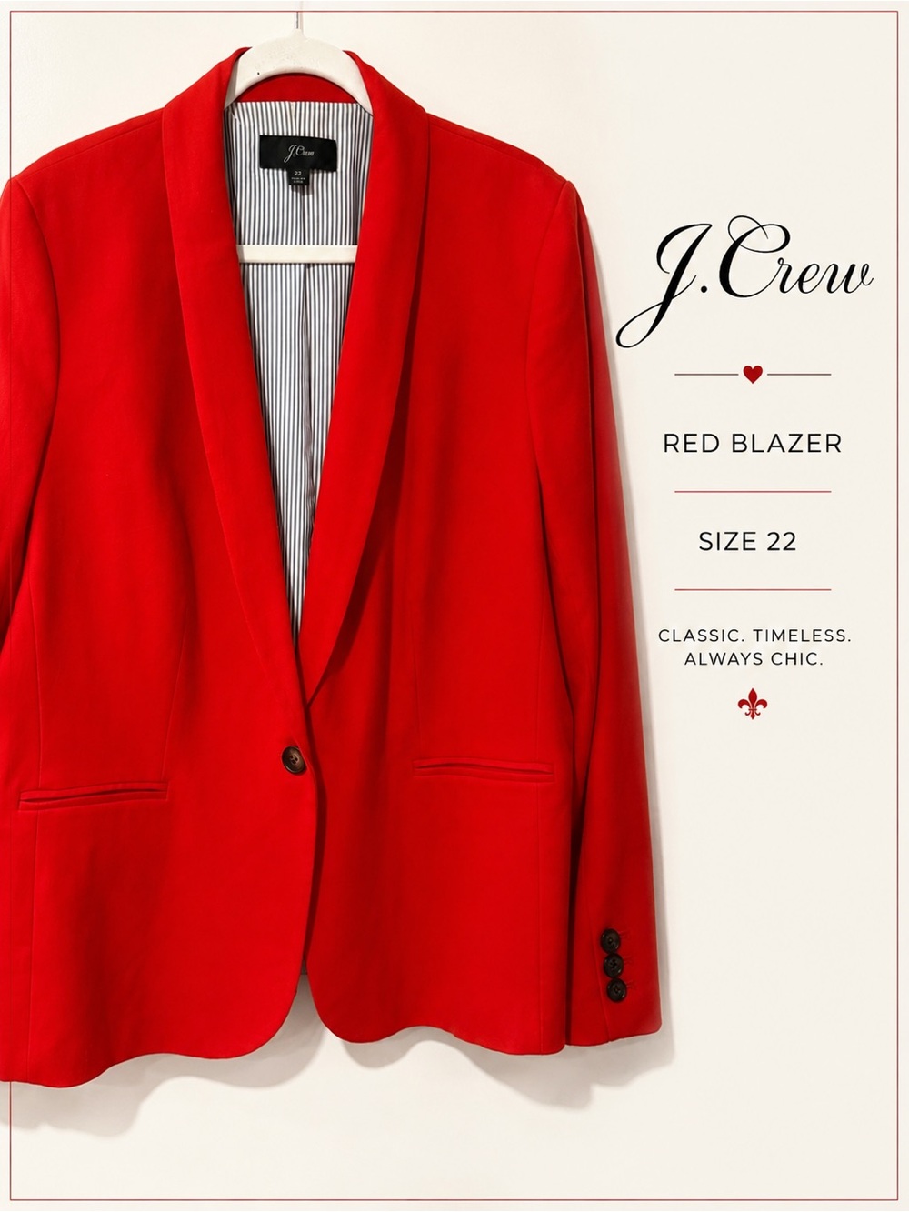 J. Crew Vibrant Red Single-Button Blazer